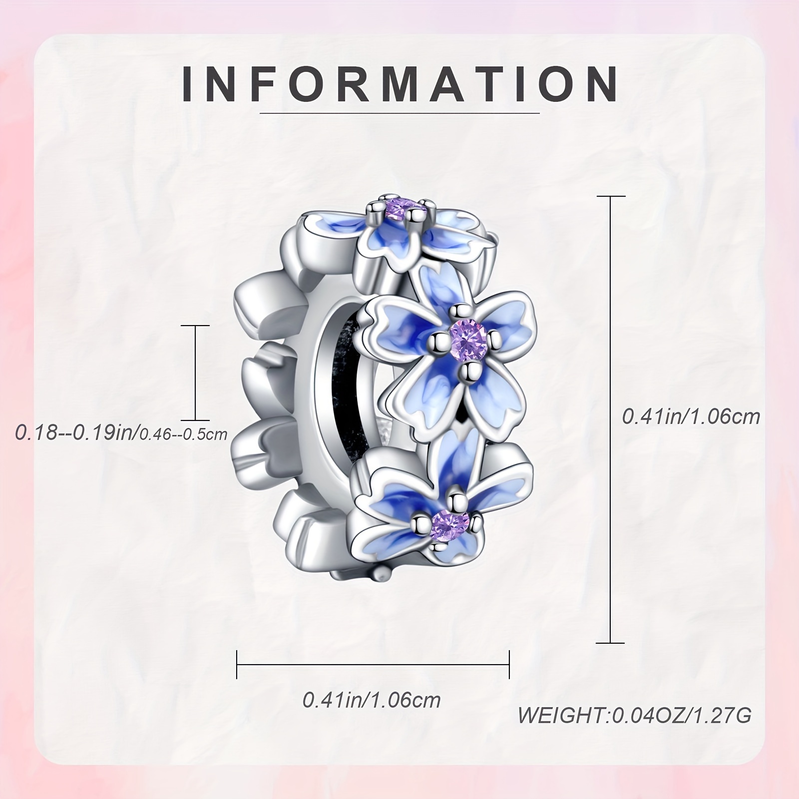 925 Sterling Silver Pansy Flower Spacer Charm Pendant